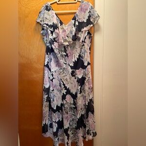 Connected Apparel Women’s Plus Size Ruffled Flutter Sleeve Midi Dress 20W